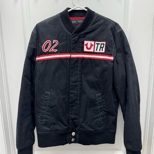 True Religion Black and Red Bomber Jacket